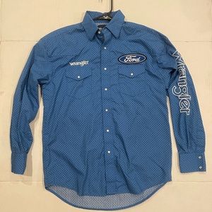 Men's Ford Wrangler Logo Printed Long Sleeve Western Shirt